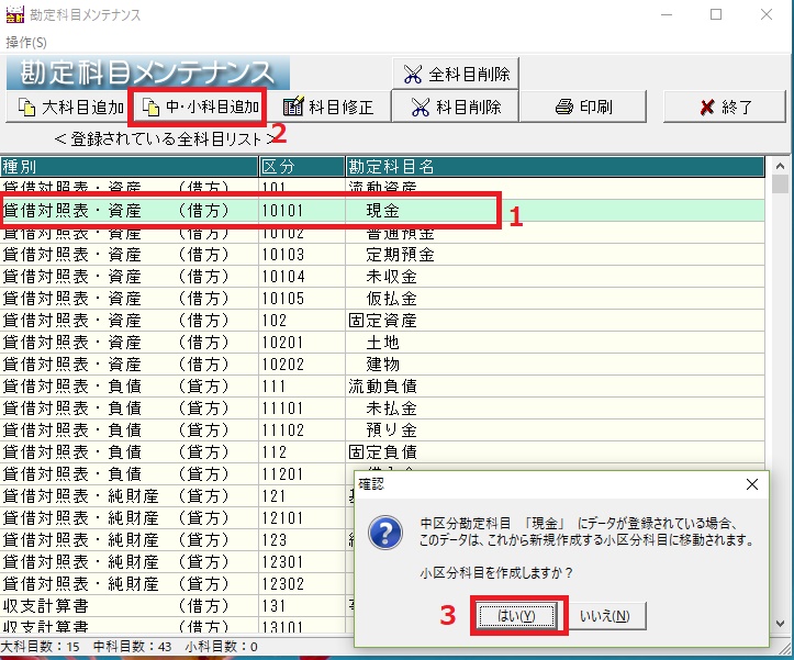 ４現金を各部門予算として分ける場合