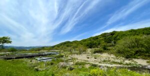 浅川中流と雲の広がり